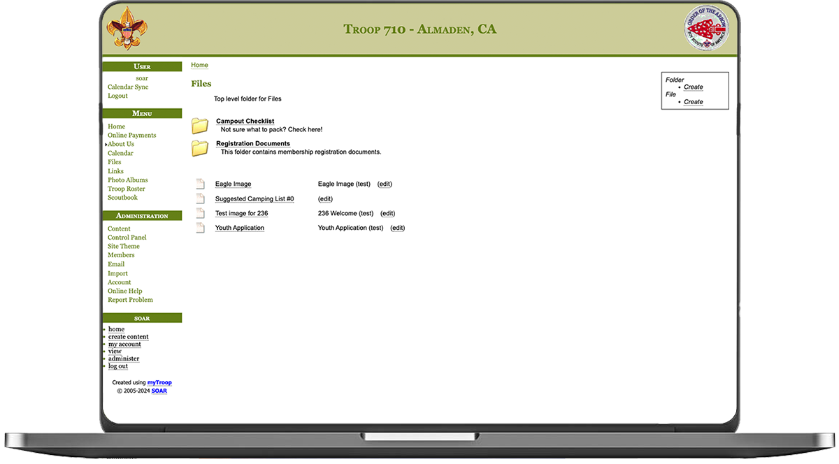 Laptop displaying SOAR file system